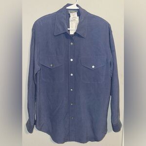 Seasons Blue Button Down Silk Shirt NWT